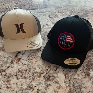 Hurley Black and Cream Snapback Hats